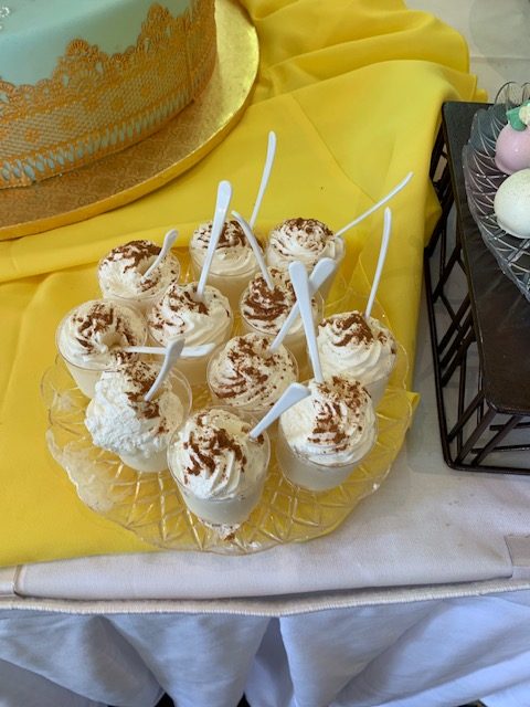 Cake pops on yellow tablecloth