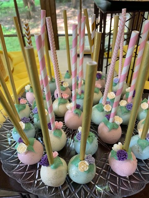 pastel colored cake pops up close