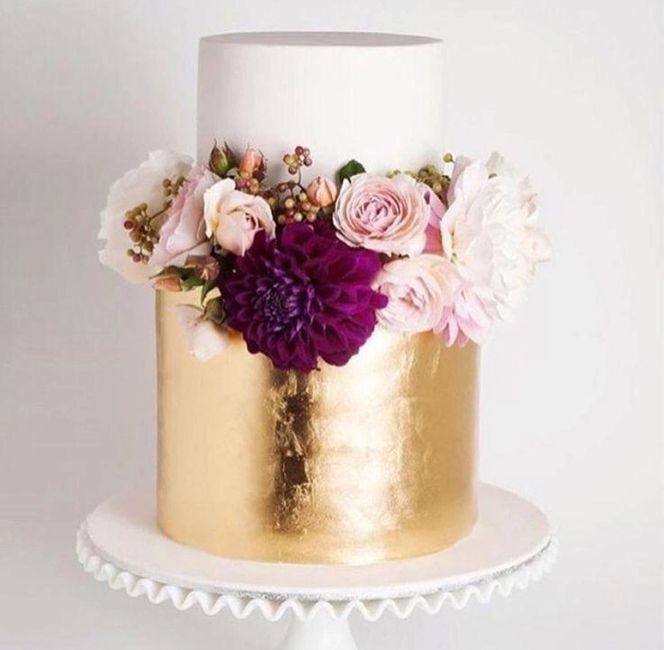 Custom Cake with Gold and Flowers