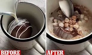 Before and After of Hot Chocolate Bombs