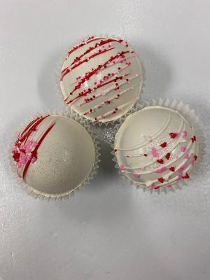 3 White Valentine's Cocoa Bombs
